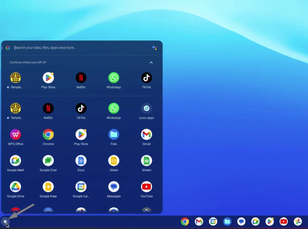 First, Open Apps launcher on Chromebooks.